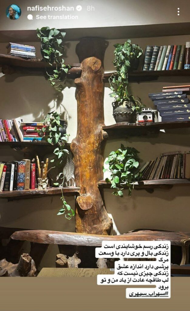 استوری معنا دار نفیسه روشن با شعری از سهراب سپهری! +عکس