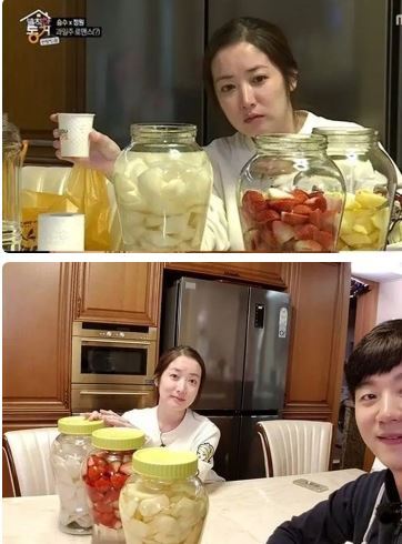 نمایی از کدبانوگری‌های «بانو یئون» /خانم بازیگر در حال ترشی درست کردن!