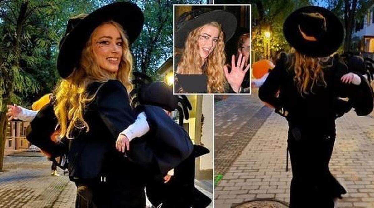 لباس هالووینی امبر هرد و دوقلوهایش در اسپانیا جلب توجه کرد