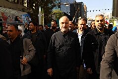 حضور رئیس مجلس در راهپیمایی ۱۳ آبان