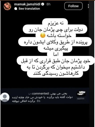 خواهر «پژمان جمشیدی» خبر ممنوع الخروج شدن برادرش را تایید کرد!