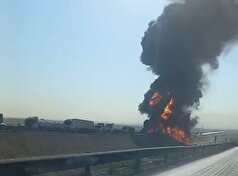 تصادف و انفجار خودروی حامل سوخت در جاده کمربندی یزد