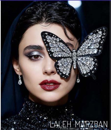 پرتره آتلیه‌ای لاله مرزبان با یک پروانه کریستالی که غوغا کرد! +عکس