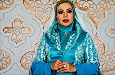 لباس عروس شبنم قلی خانی با یقه و آستین بلند و پوشیده، با وقار و با شکوه