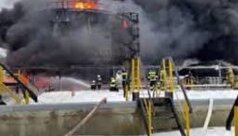 سقوط پهپاد موجب آتش‌سوزی در پالایشگاه نفت جنوب روسیه شد