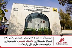 ایستگاه مترو «مریم مقدس (س)»؛ نماد همکاری بانک شهر و شهرداری