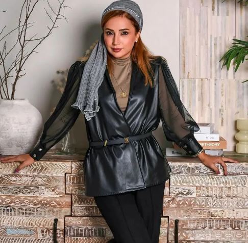 استایل چشمگیر شبنم قلی خانی با لباس چرم+عکس استایل چشمگیر شبنم قلی خانی با لباس چرم+عکس