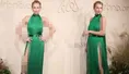 شارلیز ترون با پیراهن سبز ریشه‌دار در مراسم لس‌آنجلس نگاه‌ها را به خود خیره کرد